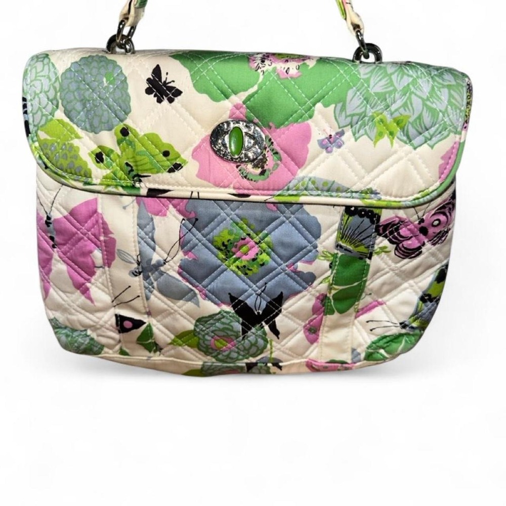 Vera Bradley Nicole Sateen Handbag in the Spring Butterfly print,
